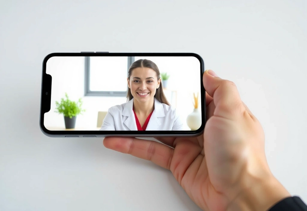 Ein Smartphone zeigt eine Online-Beratungssitzung