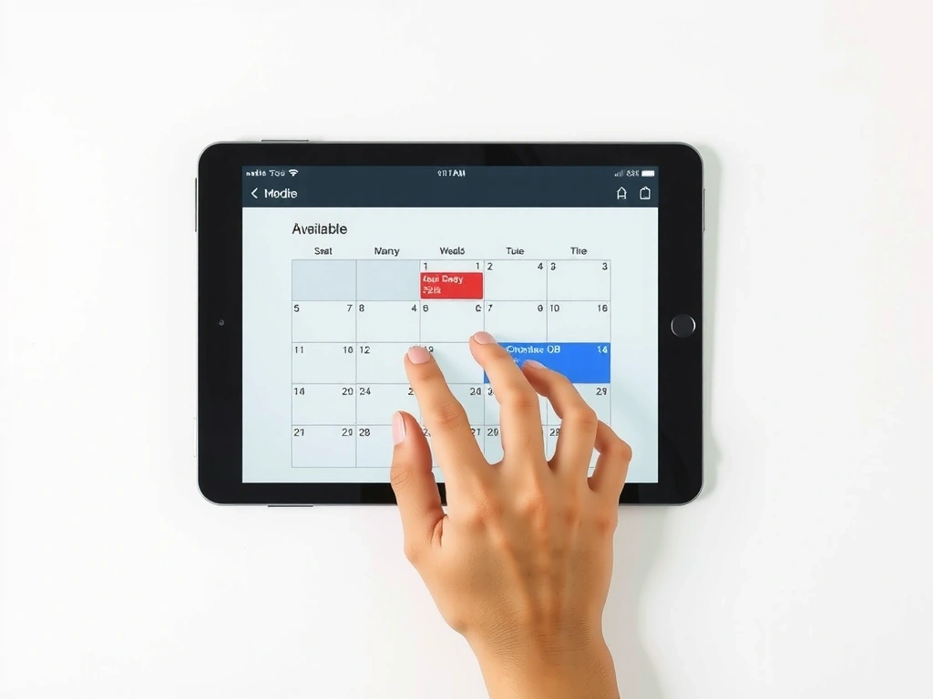 Person wählt Termin auf einem Tablet